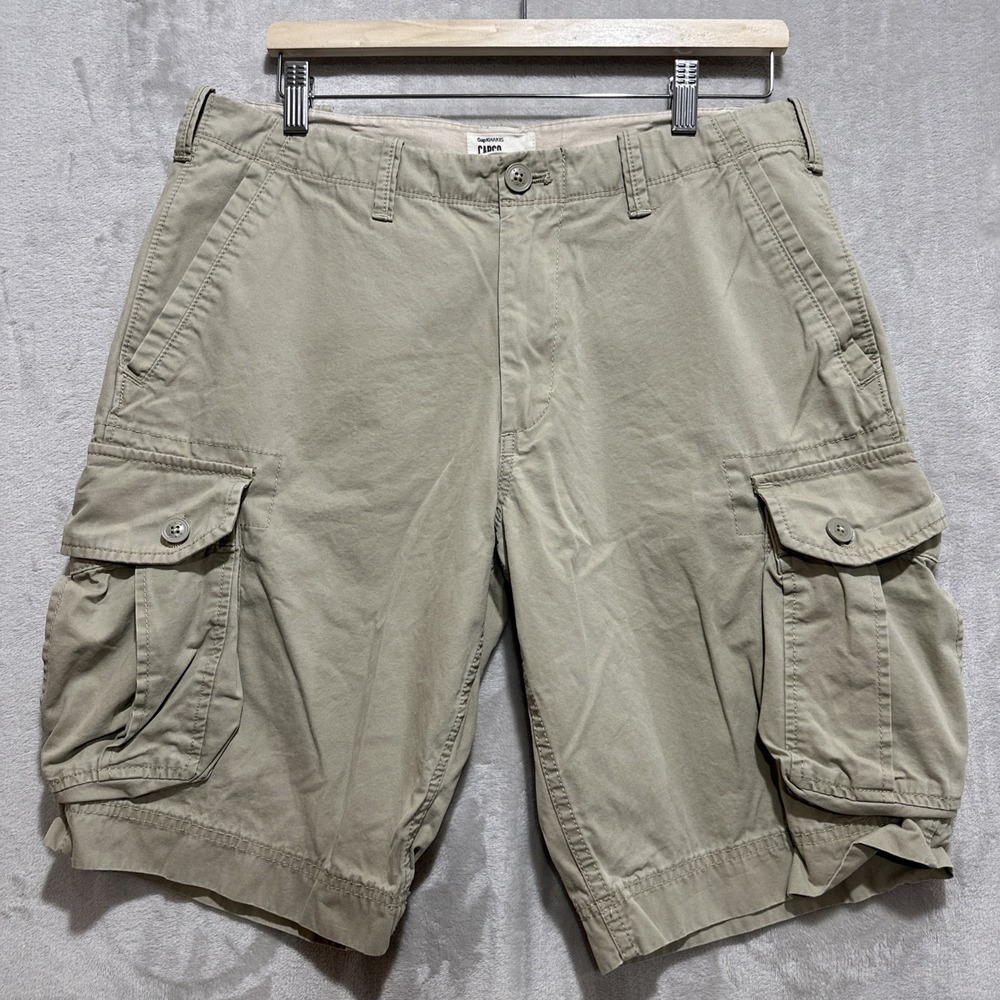 Gap Khakis Men's Cargo Shorts Size 33 Flat Front‎ Light Avocado 100% Cotton
